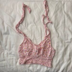 Hollister Pink and White Floral Top